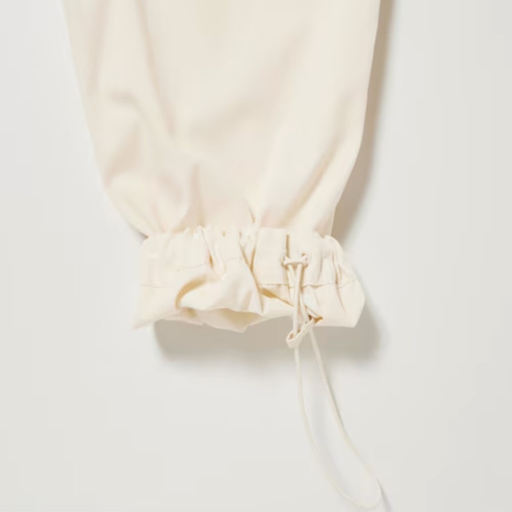 Uniqlo Ivory Cotton High Waist Cargo Style Casual Baggy Cinch Ankle Pants Small - Picture 3 of 10